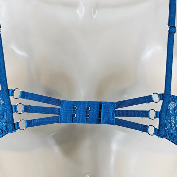 Victorias Secret Bra Womens 32C Blue Very Sexy Push Up Underwire Padded Lace - Picture 14 of 15